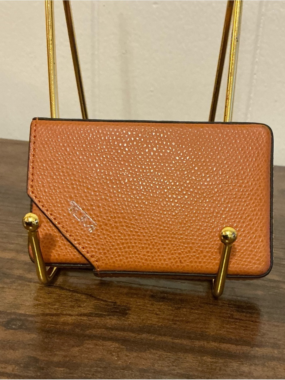 A Rare Vintage 2 Piece Tumi Prism Burnt Orange Leather ID Business Card Wallet